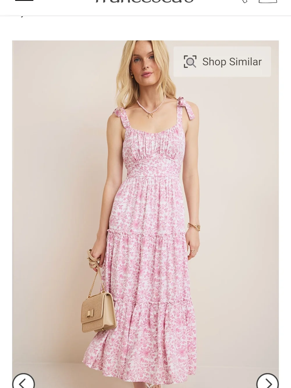 Francesca's Collections Pink Floral Tie-Shoulder Midi Dress - Picture 2 of 8